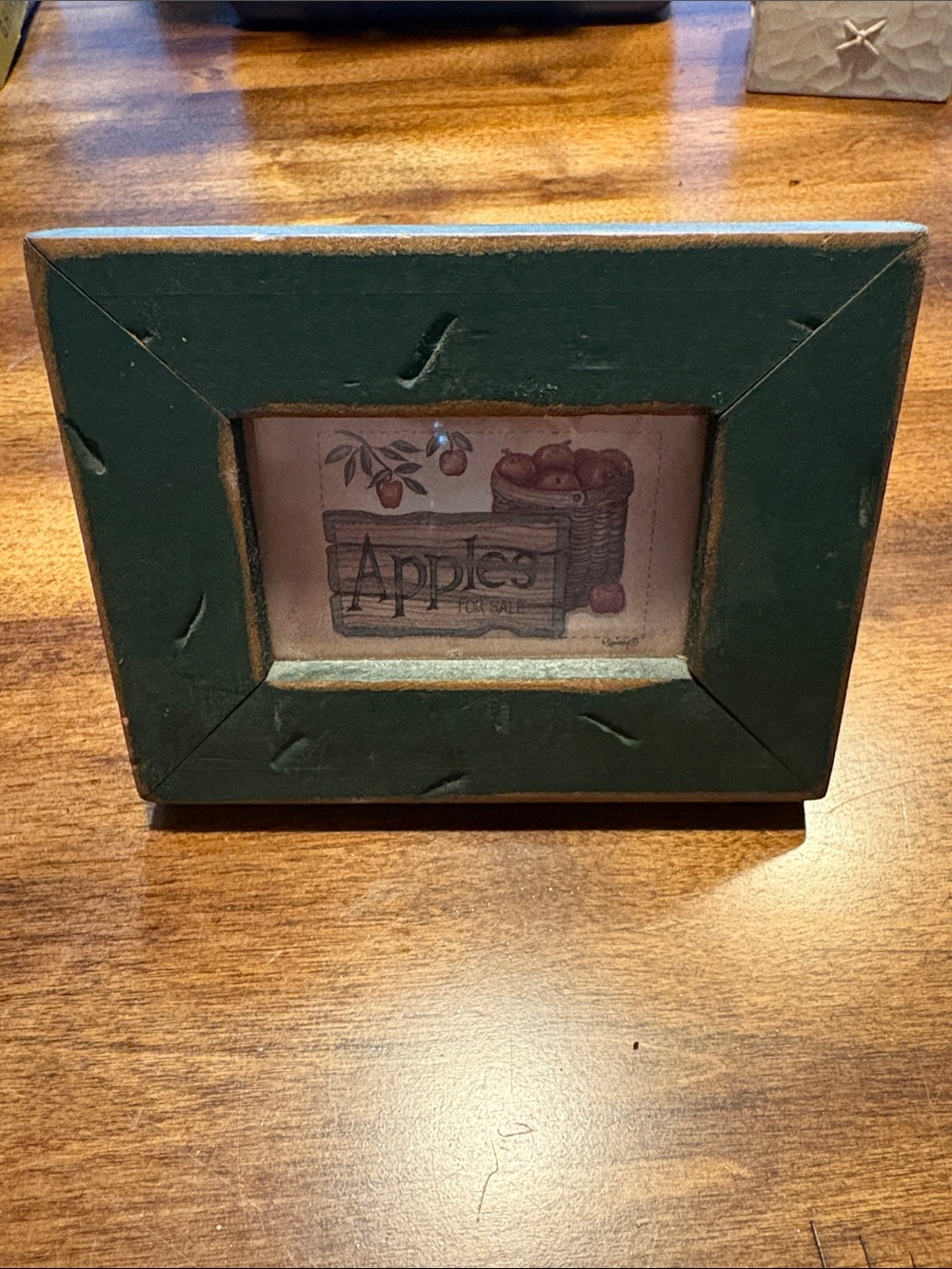 Vintage Green Rustic Framed Apples Picture